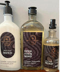 3 OPEN YOUR MIND LAVENDER SANDALWOOD Bath &amp BODY Lotion Wash Oil MIst