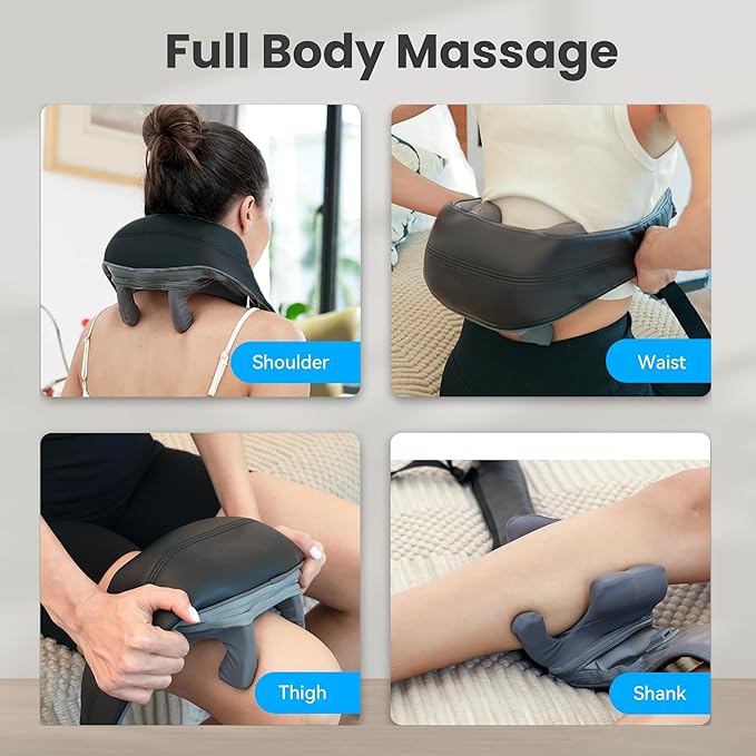 COMFIER Mothers Day Gifts for Mom Dad 4D Neck and Shoulder Massager with Heat Cordless Shiatsu Back and Neck Massager for Pain Relief Hands-Free Massage Pillow with Carry Bag