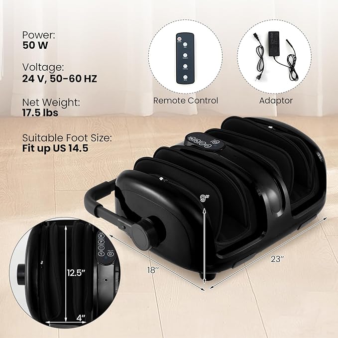 ARLIME Foot Massager with Heat Deep Kneading Shiatsu Feet Massager Machine with Compression Muscle Arm Relaxation Gifts for Elder Men Women (Black)
