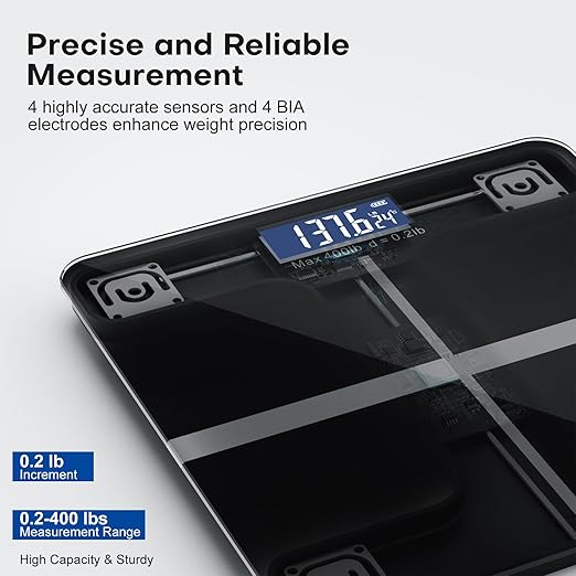 Smart Body Weight Scale Digital Bathroom Scale Measures BMI and Body Composition Equipped with a Smartphone app Maximum Weight Capacity 400 lbs/180 kg.