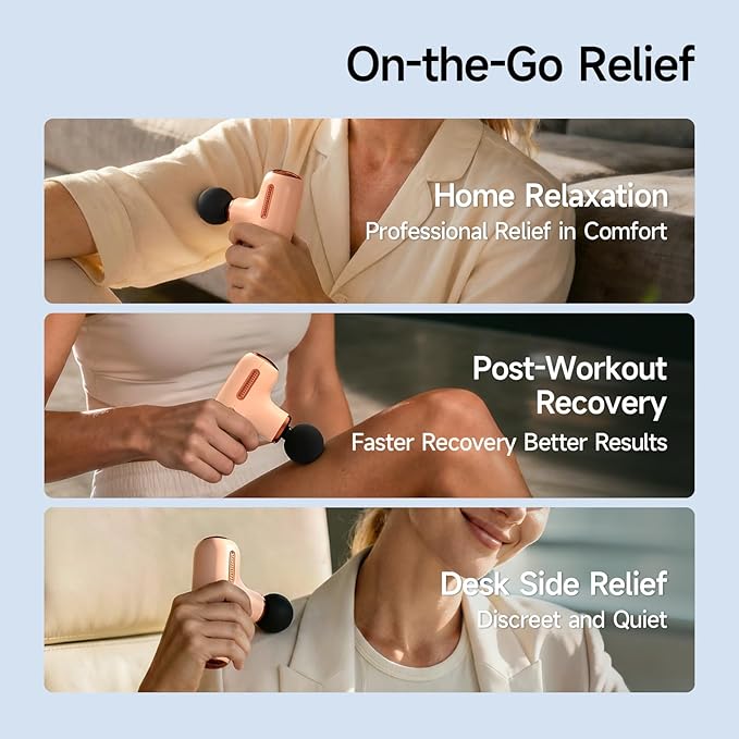 Super Mini Massage Gun Deep Tissue Portable Handheld Muscle Massager with 5 Speed &amp 4 Heads for Athletes Men &amp Women Muscle Recovery Percussion Massager Quiet for Home Gym Office Travel