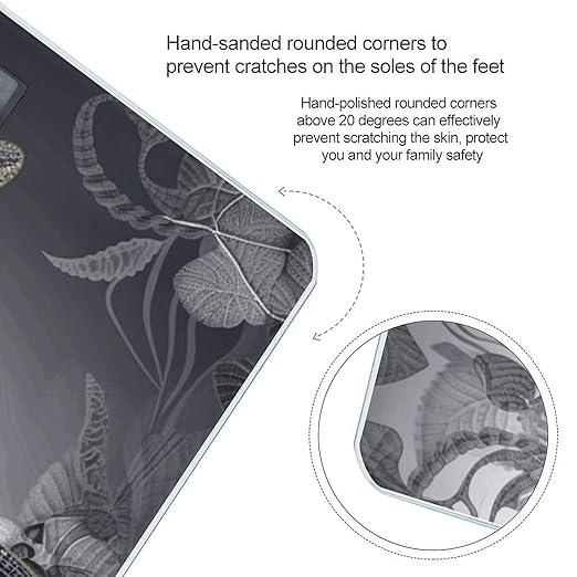 Dragonflies Grey Scale for Body Weight High Precision Digital Weight Scales with LCD Display Anti-Slip Sturdy Slim Tempered Glass Bathroom Scale for Home Use