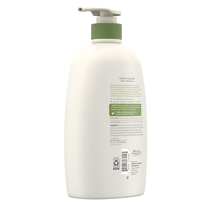 Aveeno Daily Moisturizing Body Wash with Soothing Oat Creamy Shower Gel Soap-Free and Dye-Free Light Fragrance 33 fl. oz (Pack of 6)