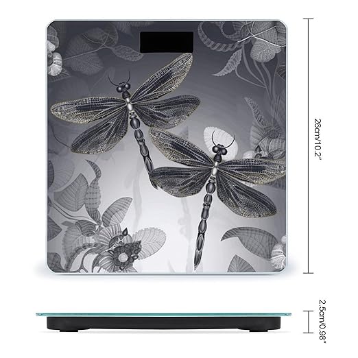 Dragonflies Grey Bathroom Scale Weight Scale for Body WeightHighly Accurate Digital Weighing Machine Clear LED Display Digital Bathroom Body Scale 400lb/182kg