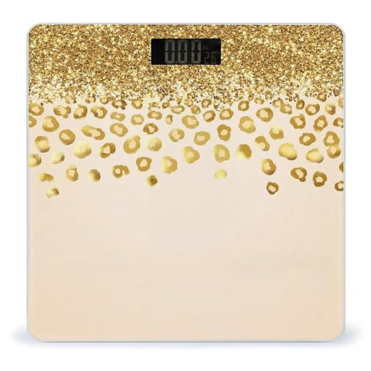 Digital Bathroom Weighing Scale Energy Saving Scale Smart Scale for Body Weight Gold Glitter Pattern Cheetah Leopard Print