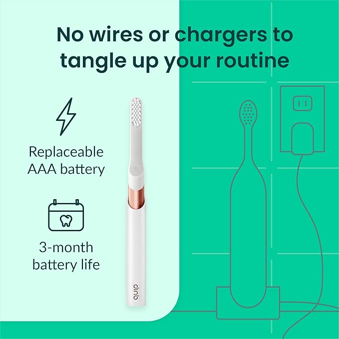 Quip Metal Sonic Electric Toothbrush for Adults - Time Travel &amp Soft Bristles with Travel Case &amp Replacement Brush Head - 3 Month Battery Life Copper