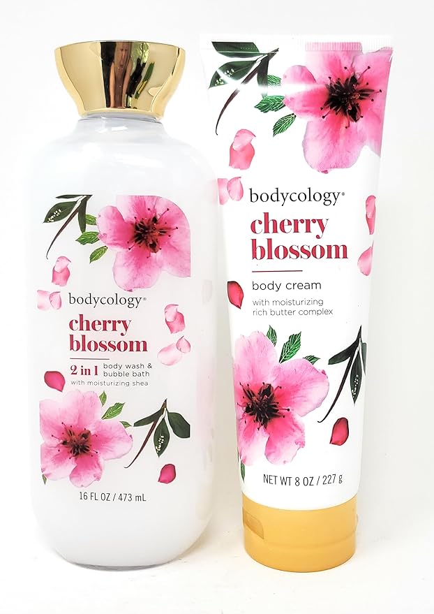 Generic Cherry Blossom 2 in 1 Body Wash &amp Bubble Bath 16 fl oz &amp Cherry Blossom Butter Body Cream 8 oz (Pack of 2)