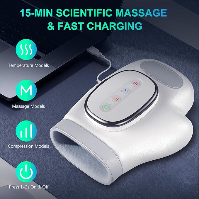 Professional Hand Massager with Heat Compression Therapy 3 Massage 4 Temperatures 5 Compression Pain Relief Glove Arthritis &amp Wrist Carpal Tunnel Neuropathy Circulation Gifts for Women/Men
