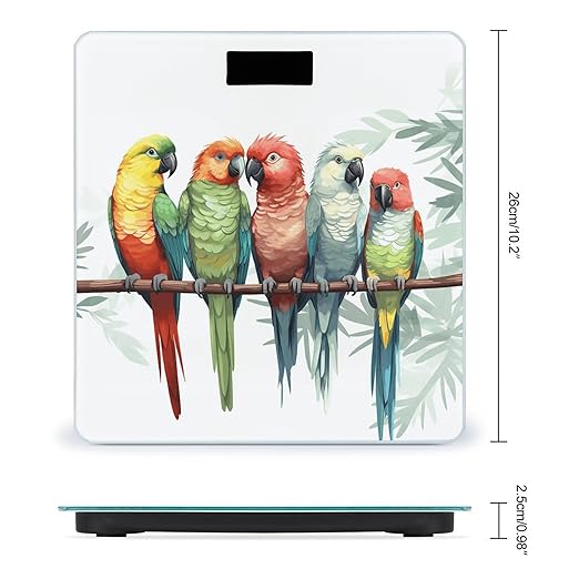 Digital Bathroom Scale for Body Weight Scale with Bright LCD Display High Accuracy Step-On Technology Auto On/Off Colorful Parrots On Tree Digital Scales 400 Lbs /180kg