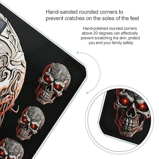 Evil Skull Smart Scale for Body Weight Accurate Bathroom Scale with LED Display Digital Weight Scales Weighing Machine High Precision Scales for Bath Home