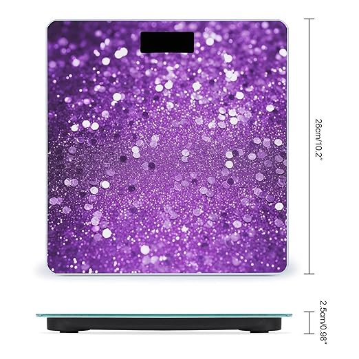 Weight Scale Sparkling Purple Glitter Print Digital Scale Bathroom Scale LCD Display Scale Body Weight Scale Portable Scale