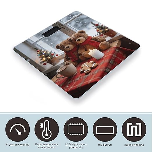 Christmas Joy Smart Scale for Body Weight Digital Bathroom Scale Toughened Glass Weight Scale with Large LCD Backlight Display High Precision Scales Weighing Machine