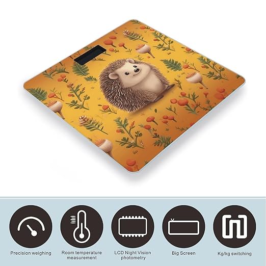 Hedgehog Bathroom Scale Large LCD Backlight Display Digital Scale Rounded Corners Body Scales Automatic Power On/Off Bathroom Scales for Home Bedrooms