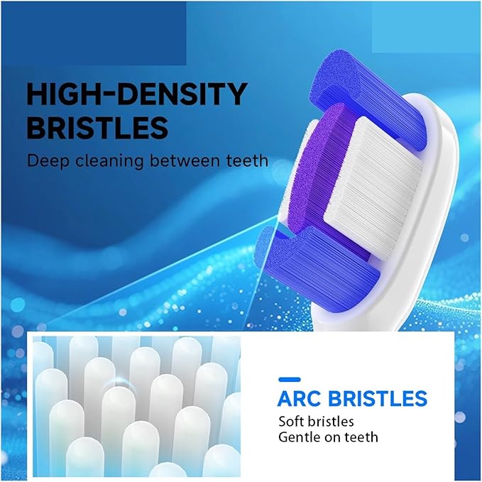 Compatible For Philips HX9322 HX9331 HX9334 HX6252 HX6253 HX6530 Sonic Electric Vacuum Toothbrush Soft Bristle Heads(4pcs)