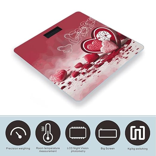 Valentine Day Bathroom Scale Ultra-Bright Liquid Crystal Screen Weight Scale Accurate Bathroom Body Scales for Body Weight Bathroom Pet Home Bedroom Gift-Giving