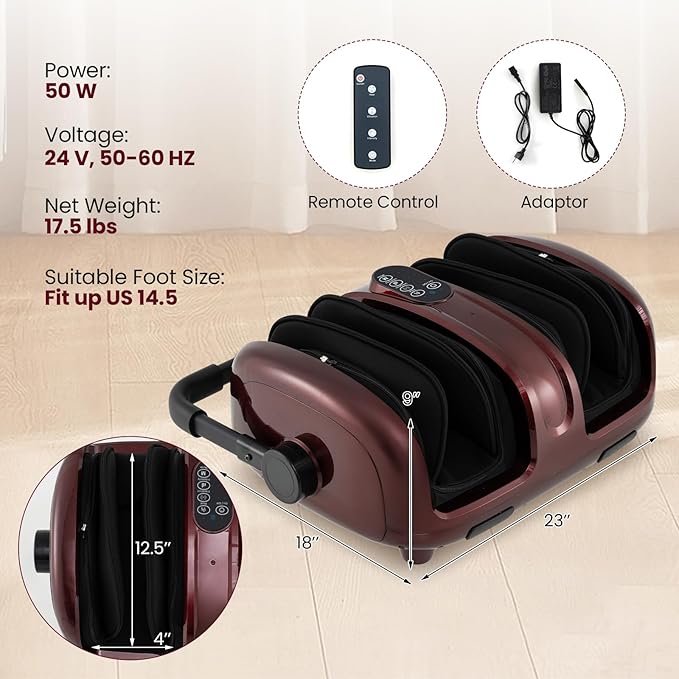 ARLIME Foot Massager with Heat Deep Kneading Shiatsu Feet Massager Machine with Compression Muscle Arm Relaxation Gifts for Elder Men Women (Red)