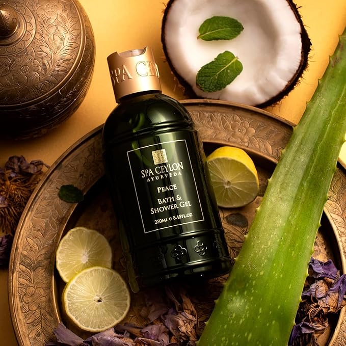 SPA CEYLON Peace Bath and Shower Gel | Lemongrass and Lavender Infused Herbal Body Wash | Hydrating with Aloe Vera | Vegetarian &amp Cruelty-Free | Promotes Harmony