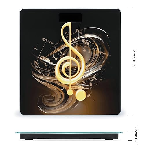 Music Note Bathroom Scale Large LCD Backlight Display Digital Scale Rounded Corners Body Scales Automatic Power On/Off Bathroom Scales for Home Bedrooms
