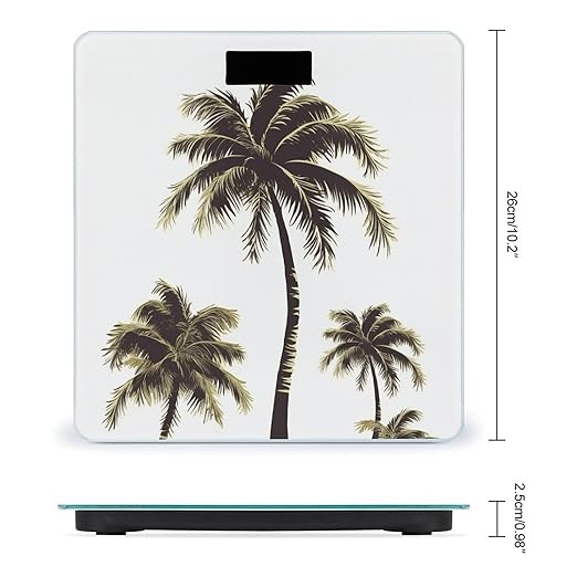 Palm Tree Bathroom Scale Large LCD Backlight Display Digital Scale Rounded Corners Body Scales Automatic Power On/Off Bathroom Scales for Home Bedrooms