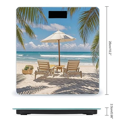 Ocean Beach Theme Scale for Body Weight Smart Scales Digital Bathroom Scale High Precision Weighing Scales with Large Display Weighing Machine for People