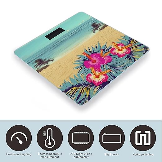 Hello Hawaii Digital Bathroom Scale for Body Weight Weighing Scale with Backlit LCD Display High Precision Measurements &amp Measures Weight Up to 180kg