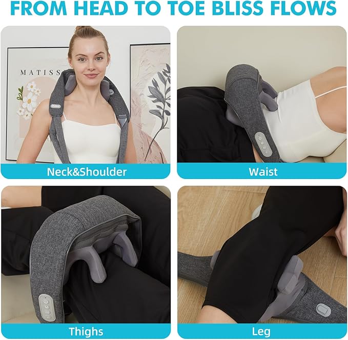 Cordless Neck and Shoulder Massager with Heat Rechargeable Shoulder Massager for Pain Relief Deep Tissue 6D Shiatsu Kneading Massage for Neck and Shoulde Pain Gifts for Mom&ampDad