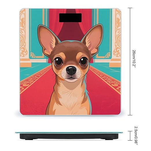 Chihuahua Weight Scale Cute Bathroom Scale for Body Highly Accurate Digital Weighing Machine for People Compact LCD Display Scales with Sturdy Toughened Glass Scales