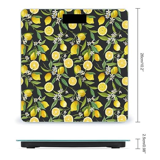 Leaves Lemon Flowers Floral Smart Square Scale with Digital Display for Bathroom Scale
