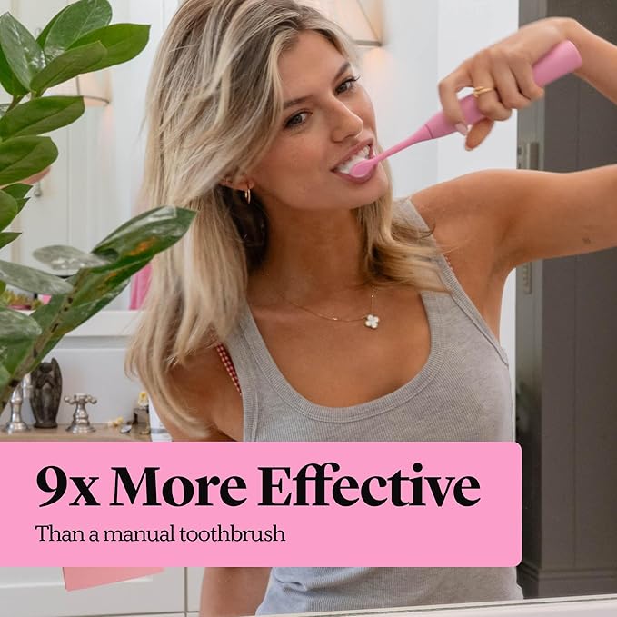 Made by Dentists PRO‑X Sonic Electric Toothbrush for Adults – Dentist‑Designed Whitening Rechargeable Toothbrush 9 x More Plaque Removal 70 Day Battery 3 Modes Travel Case &amp Extra Heads Pink