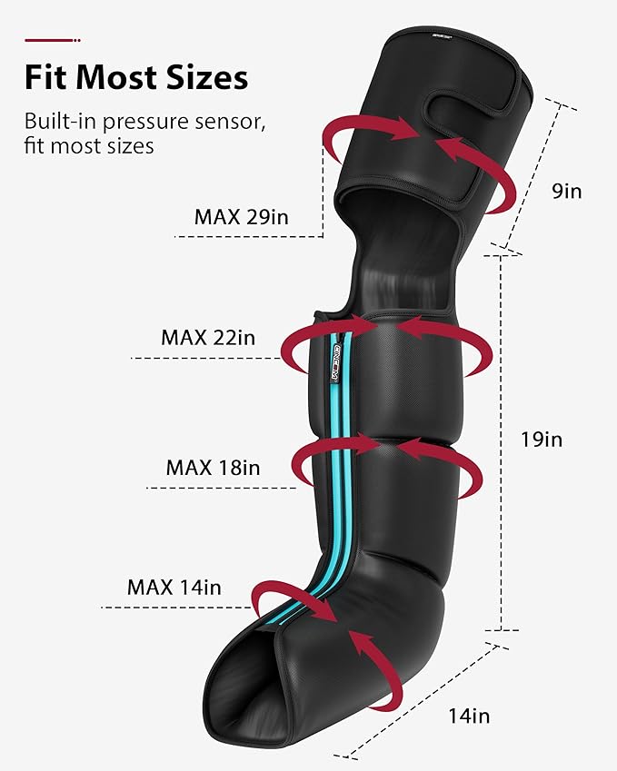 CINCOM Leg Massager with Heat and Compression Air Compression Boots for Leg Calf &amp Foot Recovery Edema Relief