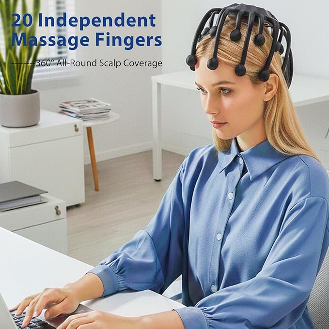 Head Massager Scalp Electric with Bluetooth Function 360° Electric Head Massager Rechargeable 4 Modes Electric Octopus Scalp Massager Portable Long Battery Life Scalp Stress Relax Massage Tool