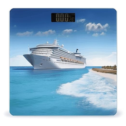 Seaside Cruise Ship Weight ScaleClear LED Display Bathroom Digital Weighing ScaleTempered Glass Digital Bathroom Scale for Body Weight Capacity Up to 400 Lbs