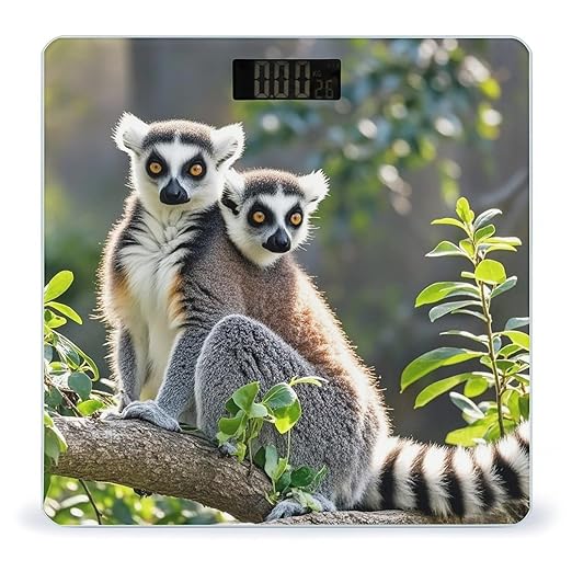 Ringtailed Lemur Scale for Body Weight Highly Accurate Digital Bathroom Body Scale Digital Bathroom Scales for People Anti-Slip Large LCD Display Smart Scales