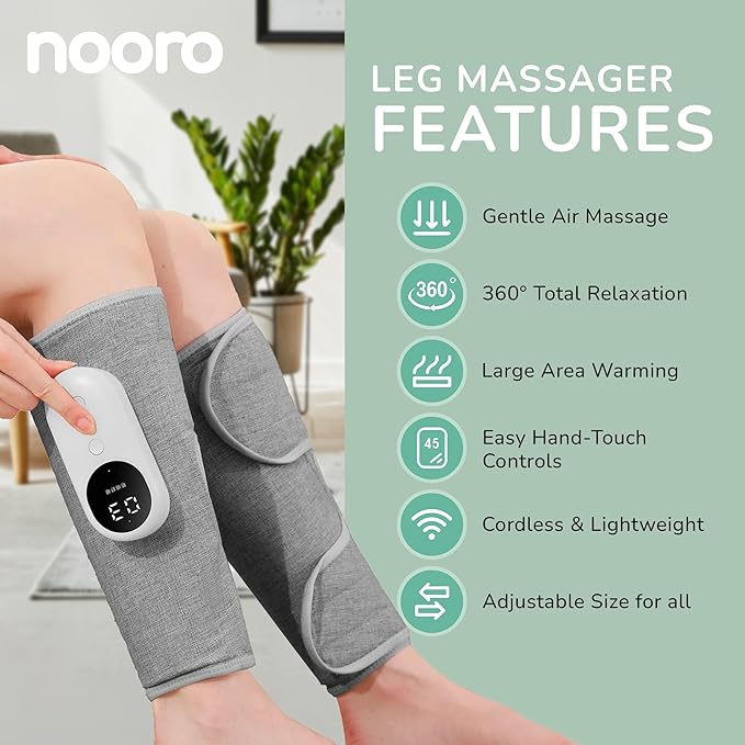 nooro 3-in-1 Leg Massager - Advanced System - Support for Legs and Feet Discomfort Helps with Muscle Stiffness Stimulates Natural Calf Wellness