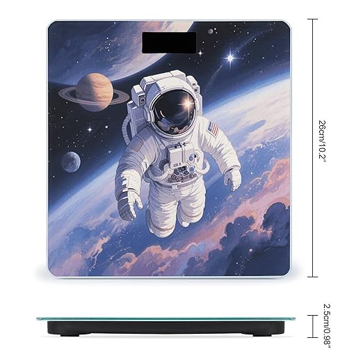 Astronaut in Space Scale for Body Weight Sturdy Tempered Glass Weighing Scales with LCD Display Accurate Digital Bathroom Scale Convenient Body Fat Smart Scales Easy Read