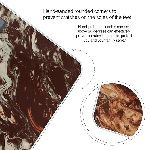 Marble Mixed Brown Scale for Body Weight Precision Bathroom Weighing Scales with Back Lit LCD Display Sturdy Tempered Glass Body Weight Scales Digital Bathroom Scale 400lb