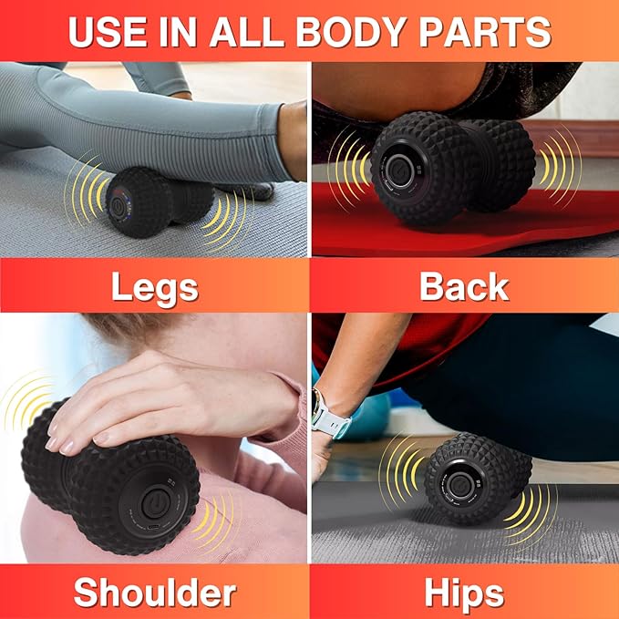 ZeenKind Vibrating Peanut Massage Ball Ultra Strong Rechargeable Therapy Roller Trigger Point Massager for Back Neck Foot Muscle Pain Myofascial Release &amp Plantar Fasciitis Relief