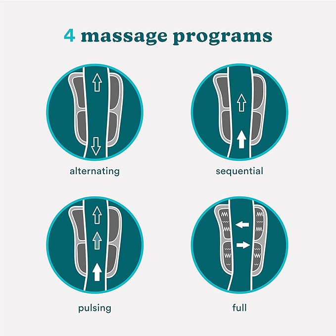HoMedics Modulair Compression Calf Wrap Massager – Overlapped Compression Therapy with 4 Programs Adjustable Intensity Heat Settings (Battery Sold Separately)