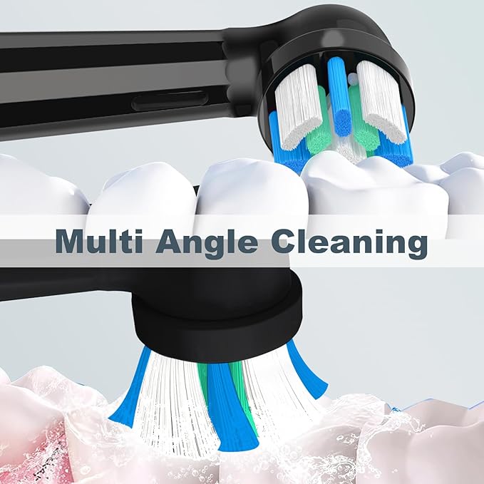 8 Pcs IO Replacement Heads Compatible with Oral B IO 2/3/4/5/6/7/8/9/10/Deep Clean Series Electric Toothbrushes Medium Softness Brush Heads Compatible with Oral B iO (Black)