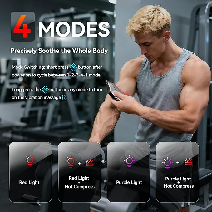 Muscle Scraper ToolElectric Fascial Knife for Deep Tissue Massage - 4 Modes 3 Heating 3 VibrationElectric Gua ShaMyofascial Release Tool for Whole Body
