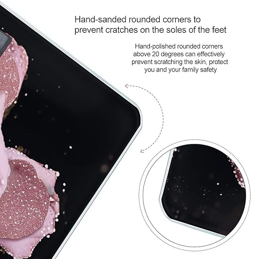 Glitter Pink Rose Digital Bathroom Scale for Body Weight Weighing Scale with Backlit LCD Display High Precision Measurements &amp Measures Weight Up to 180kg