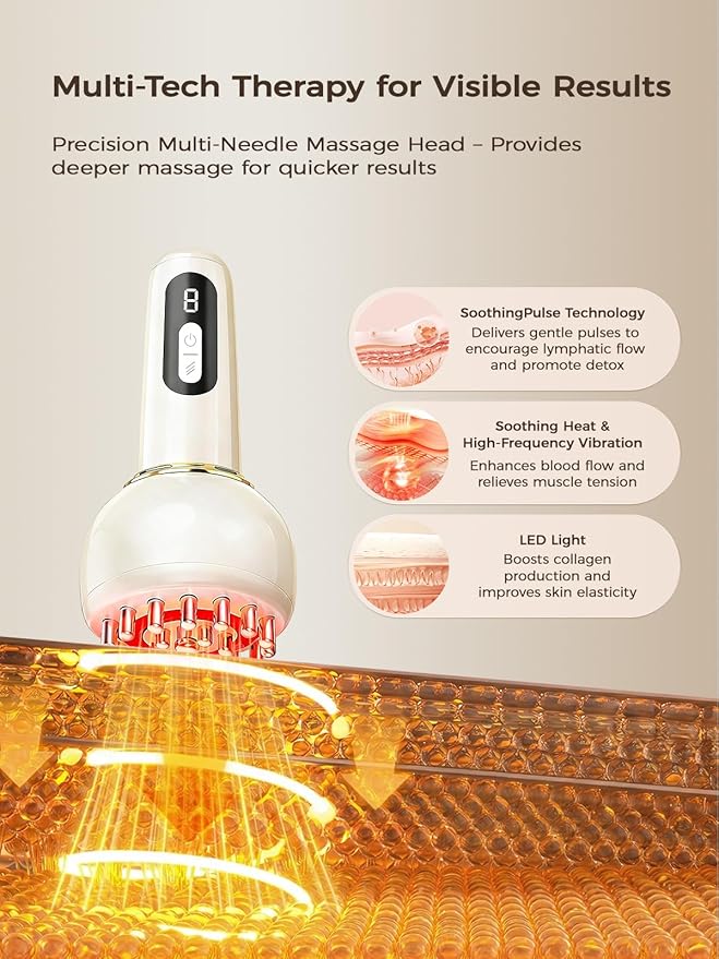 Lymphatic Drainage Massager &amp Anti Cellulite Massage Tool for Legs Arms &amp Belly BodyHelps Reduce Stretch Marks &amp Cellulitewith Microcurrent Light Heat &amp Vibration