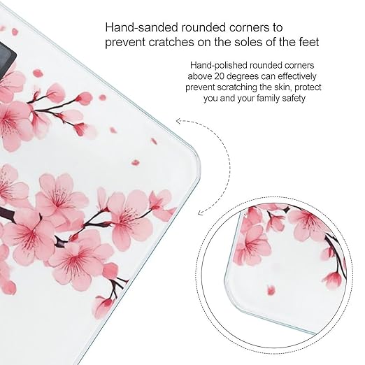 Smart Scale for Body Weight Automatic Switch Digital Bathroom Weighing Scale Branch of A Flourishing Tree Cherry Flowers Blossoms Spring Theme Art