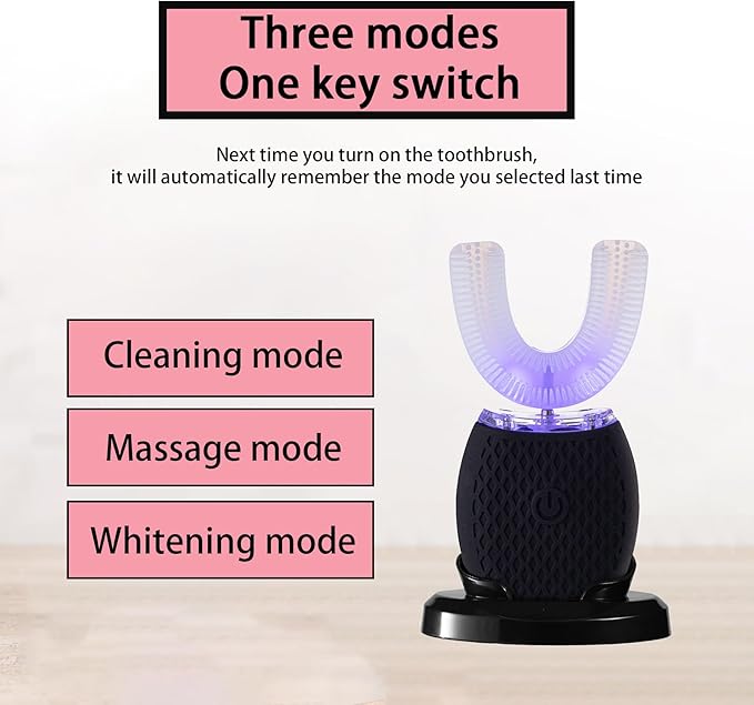 Ultrasonic Toothbrush for Adults - Automatic Electric Toothbrush with Soft Bristles &amp 30s Timer Rechargeable Portable Design with Wireless Charging Waterproof &amp Washable for Travel &amp Home