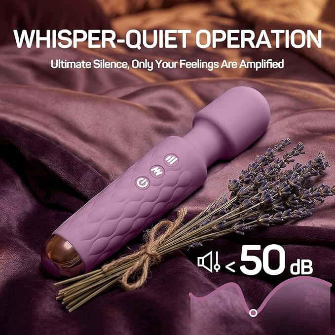 Rechargeable Personal Massager 8-Speed &amp 20-Mode Cordless Handheld Percussion Massager for Neck Back Shoulder Relaxation Quiet Handheld Body Massager with Ergonomic Design(Dark Purple)