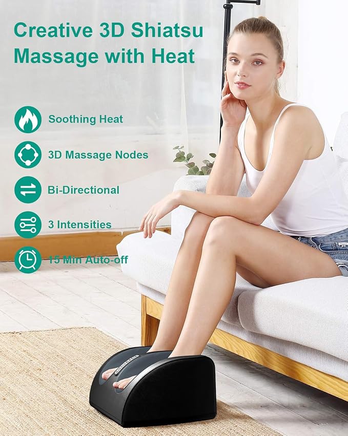 Shiatsu Foot Massager with Heat FSA Eligible HSA Foot Massager for Foot Massage and Calf Massage Foot and Calf Massager with Roller Gifts for Mom &amp Dad Valentines Day Gifts