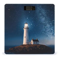 Lighthouse Under Starry Night Sky Scale for Body Weight Accurate Digital Bathroom Scale Toughened Glass High Precision Scales Smart Weight Scales with Large LCD Backlight Display Weighing Machine