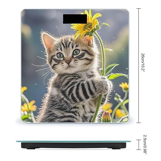 Kitten Hugging A Flower Scale for Body Weight Digital Bathroom Scale Accurate Smart Weight Scales with Large Display Weighing Machine High Precision Scales