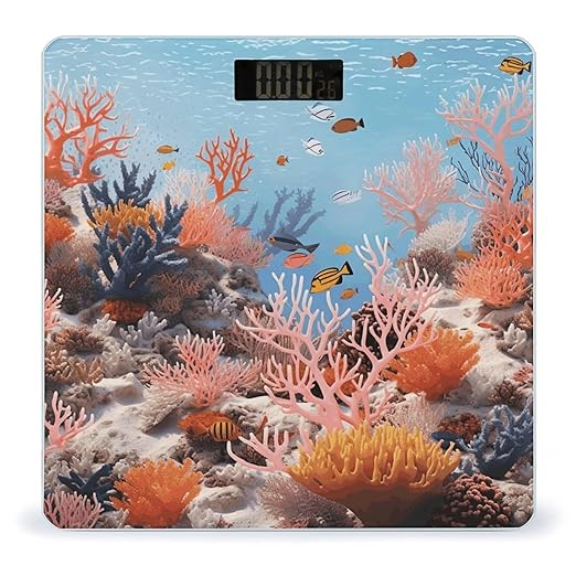 Coral Reef Digital Bathroom Scale for Body Weight Weighing Scale with Backlit LCD Display High Precision Measurements &amp Measures Weight Up to 180kg