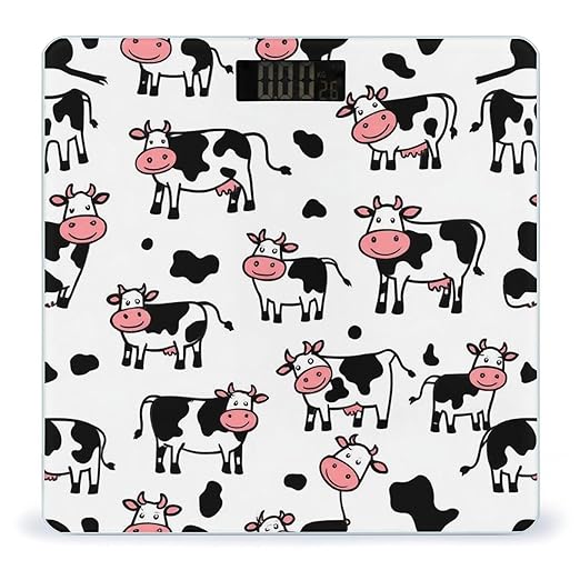 Smart Scale for Body Weight Automatic Switch Digital Bathroom Weighing Scale Cute Funny Milk Cow Print